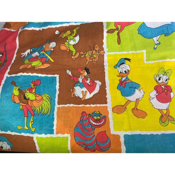 VTG Pacific Disney Alice in Wonderland Bambi Robin Hood Mickey Twin Flat Sheet - Picture 1 of 12